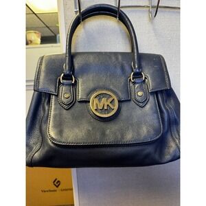Michael Kors Margo Dark Blue Leather Cross Body Shoulder Satchel Hand Bag Fair